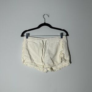 Ban-Jara Cotton Fringe Elastic Tie Off White Shorts size M